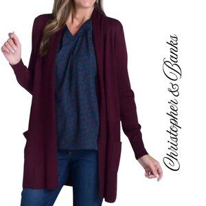 NWT Christopher & Banks Burgundy Fine Knit Cardigan